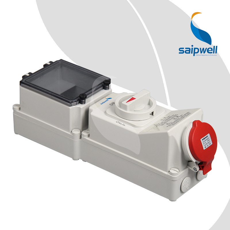 赛普供应SP5615四芯32A工业防水机械连锁插座 IP44带开关防水插座