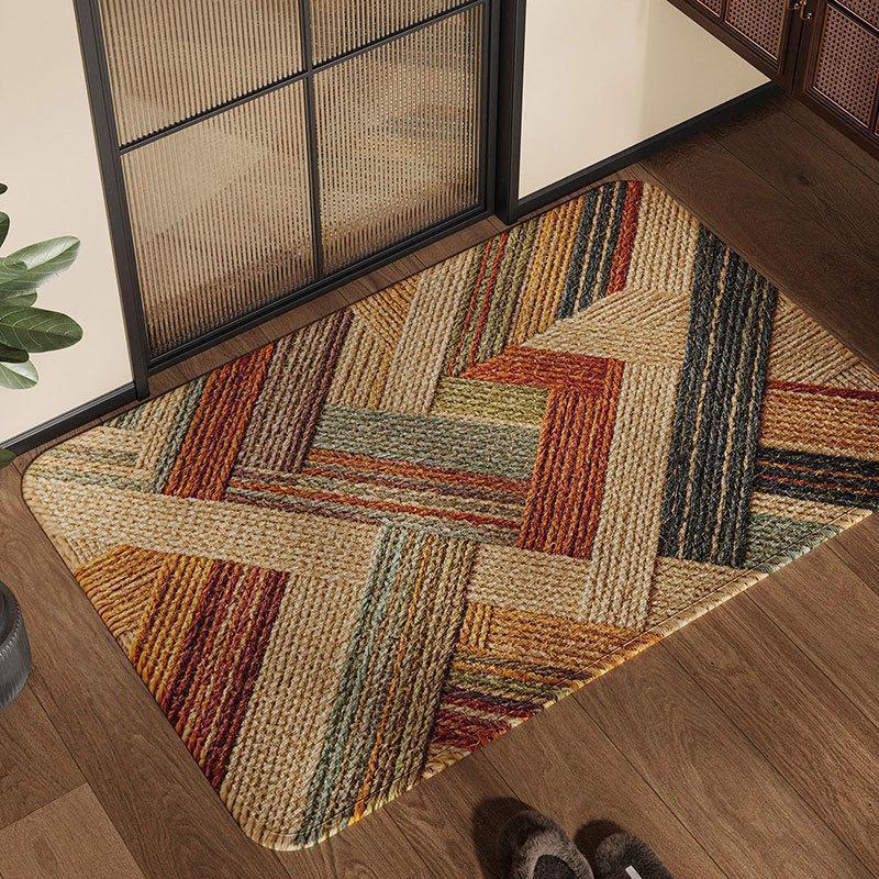 Simple modern style linen diatomite floor mat for home use, indoor non-slip, water-absorbent, anti-fall foot mat, wear-resistant bathroom mat