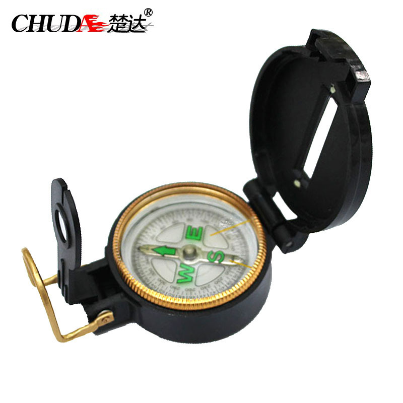 楚达儿童户外指南针美式折叠塑料指南 挂钩黑色野营指北针DC45-1S