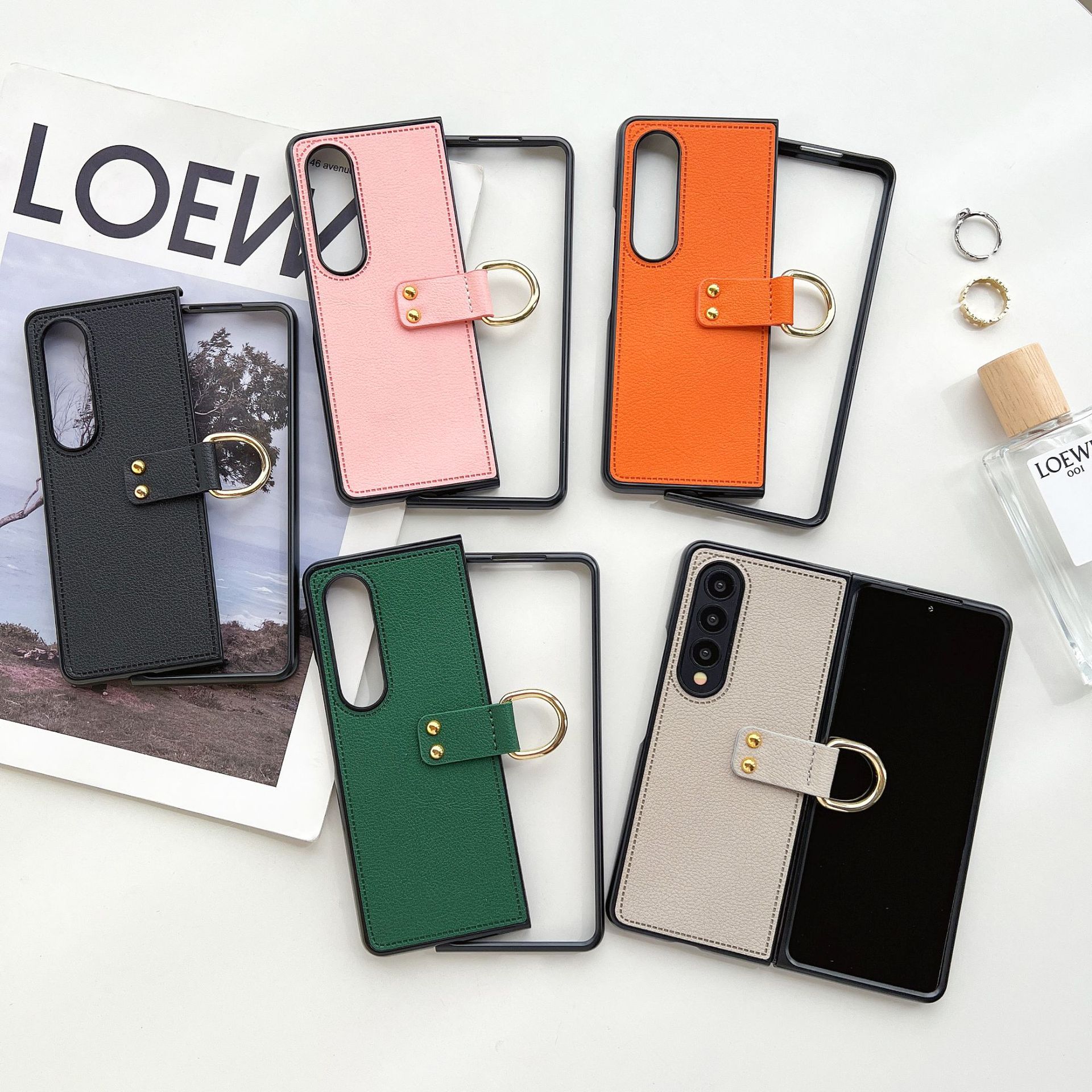 小羊皮质适用三星Zfold2手机壳zfold3左右折叠456手机壳f9000商务