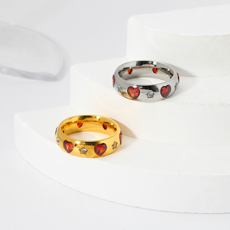 Joyería Al Por Mayor Estilo Simple Estilo Clásico Forma De Corazón Acero Inoxidable 304 Enchapado Anillos display picture 7