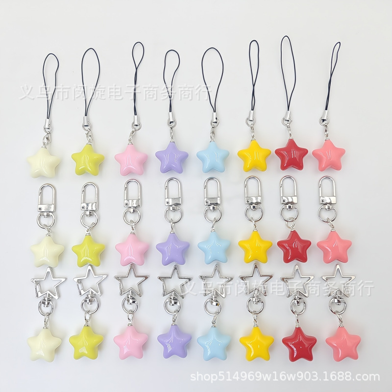 Jelly Star Keychain Backpack Pendant Mini Five-Pointed Star Bag Phone Accessory Student Schoolbag Pendant