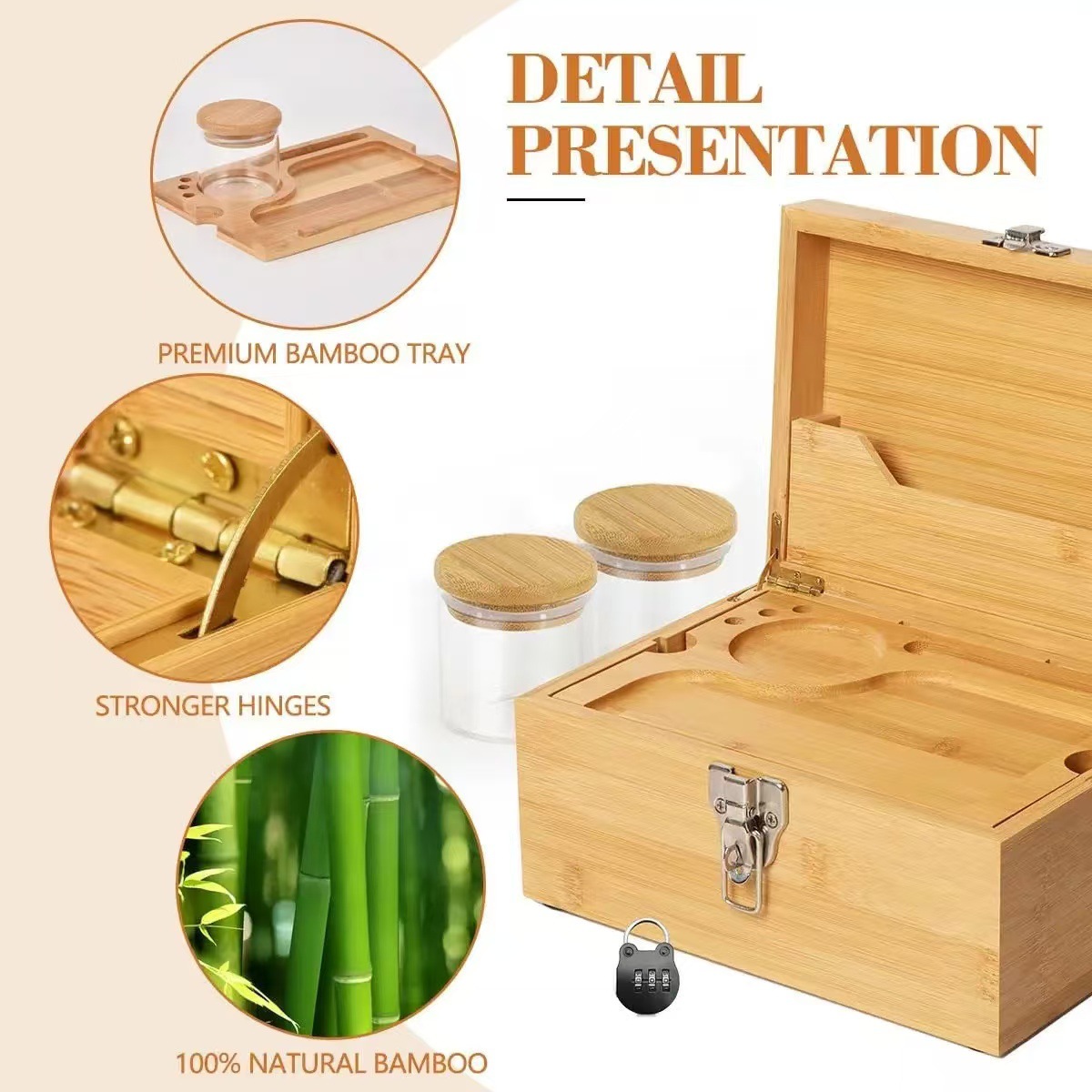 Caja de almacenamiento de madera Cigarro plegable Caja de almacenamiento de cigarrillos Caja de embalaje de molienda de cigarrillos de madera maciza multifuncional al por mayor