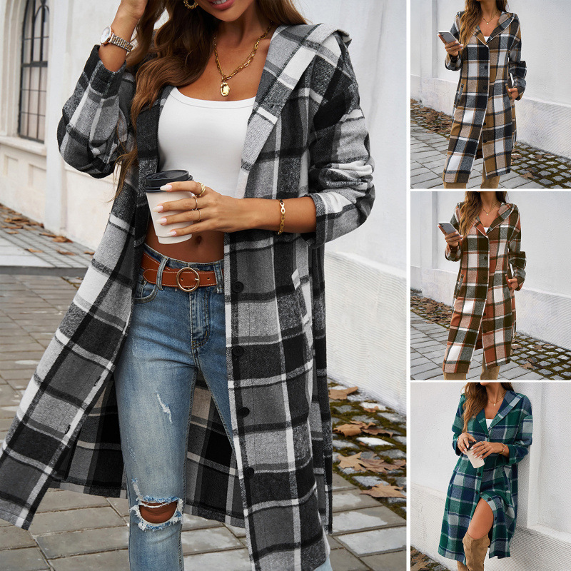 Casual, Loose, Color-Blocking Button-Down Hooded Jackets For Women's Wear In Autumn And Winter_ecoleips.com