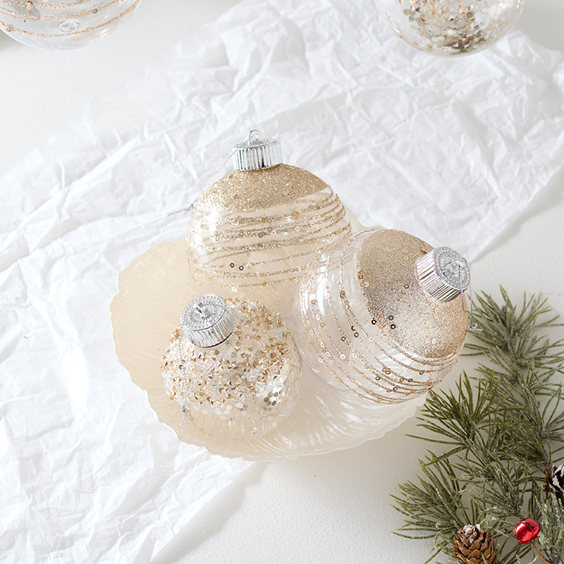 Nuevo árbol de Navidad transfronterizo adornos colgantes ins transparente champán pintado bolas de Navidad bolas de colores bolas de formas especiales