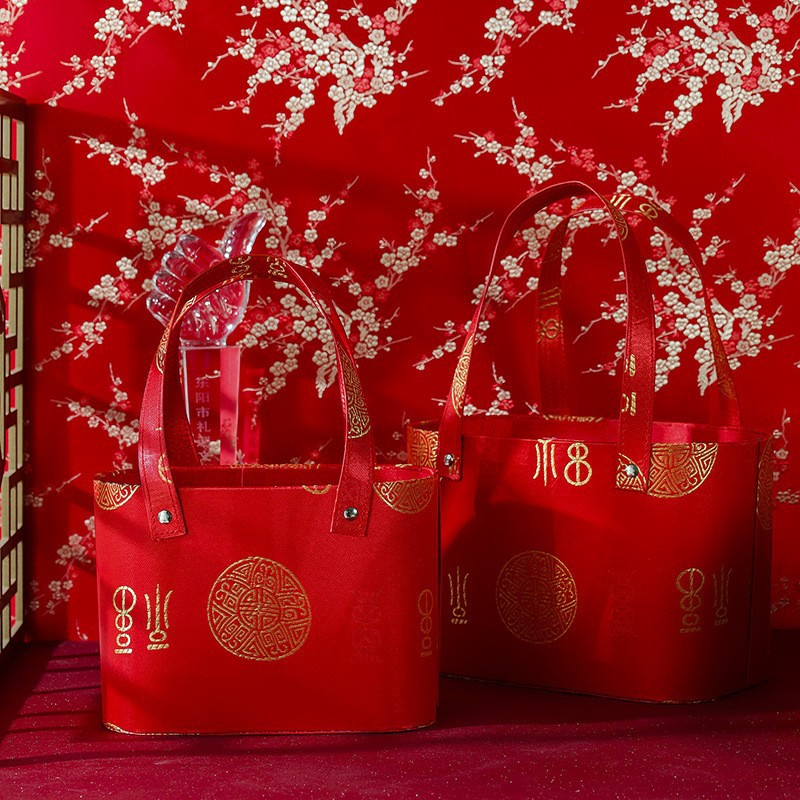 节日年货福桶喜糖包装伴手礼结婚手提桶袋中国风盒回礼袋礼品盒子