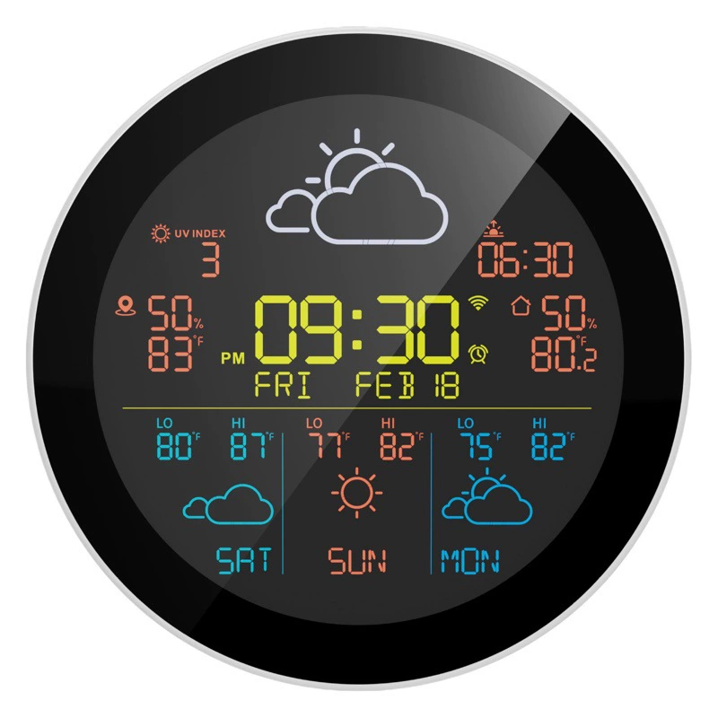 Граффити Smart Weather Clock Электронный цифровой будильник Измеритель температуры и влажности Многофункциональный календарь прогноза погоды Часы погоды