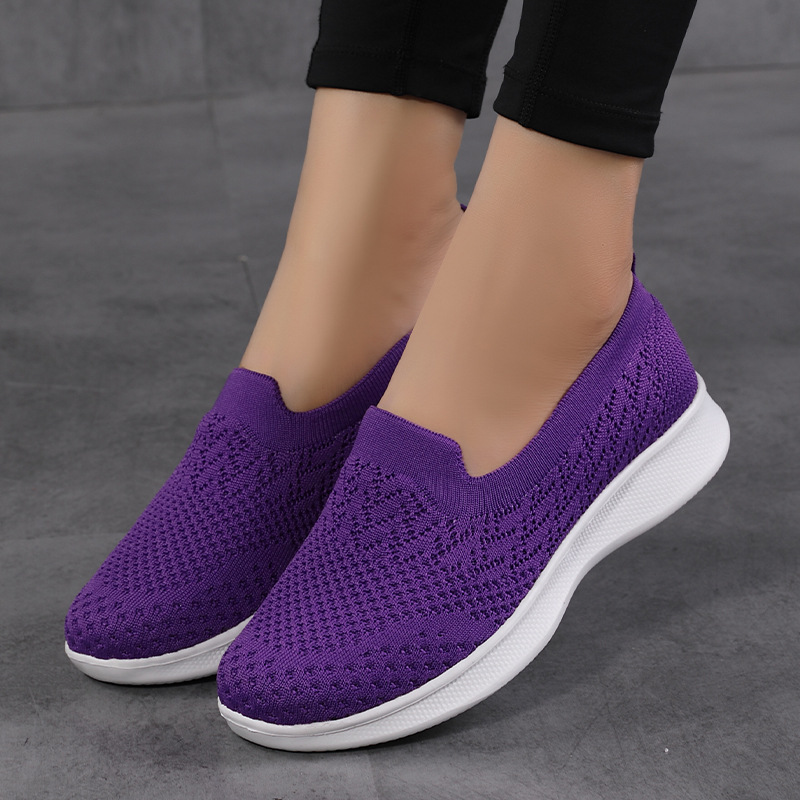 Zapatos casuales deportivos para mujer zapatos de mujer de talla grande 44 zapatos de madre primavera y otoño Zapatos para caminar transpirables zapatos tejidos voladores zapatos de malla de boca baja 43