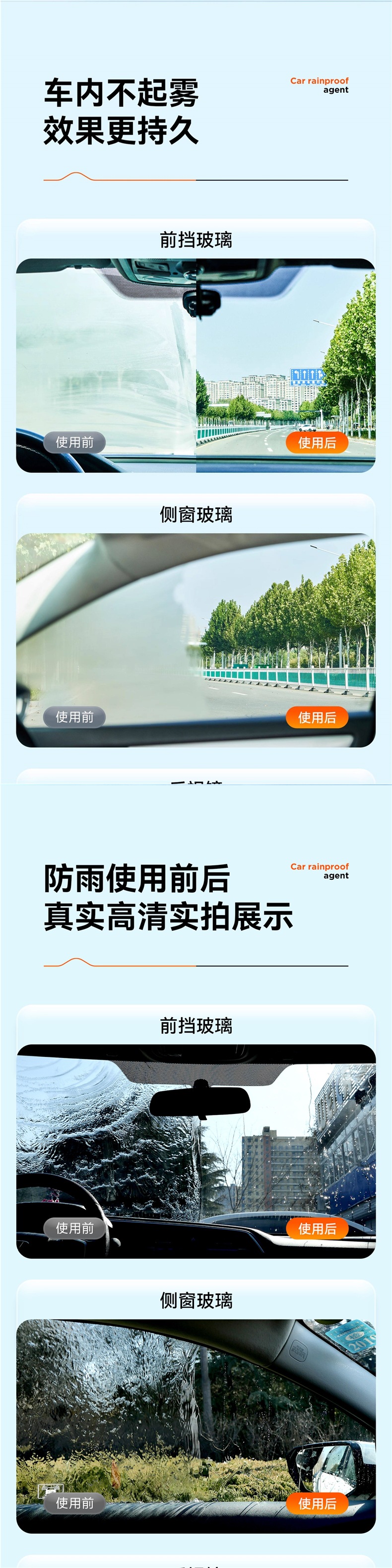 Rearview mirror car anti-rain spray, anti-fog agent, waterproof car window glass long-lasting defogging spray for rainy days