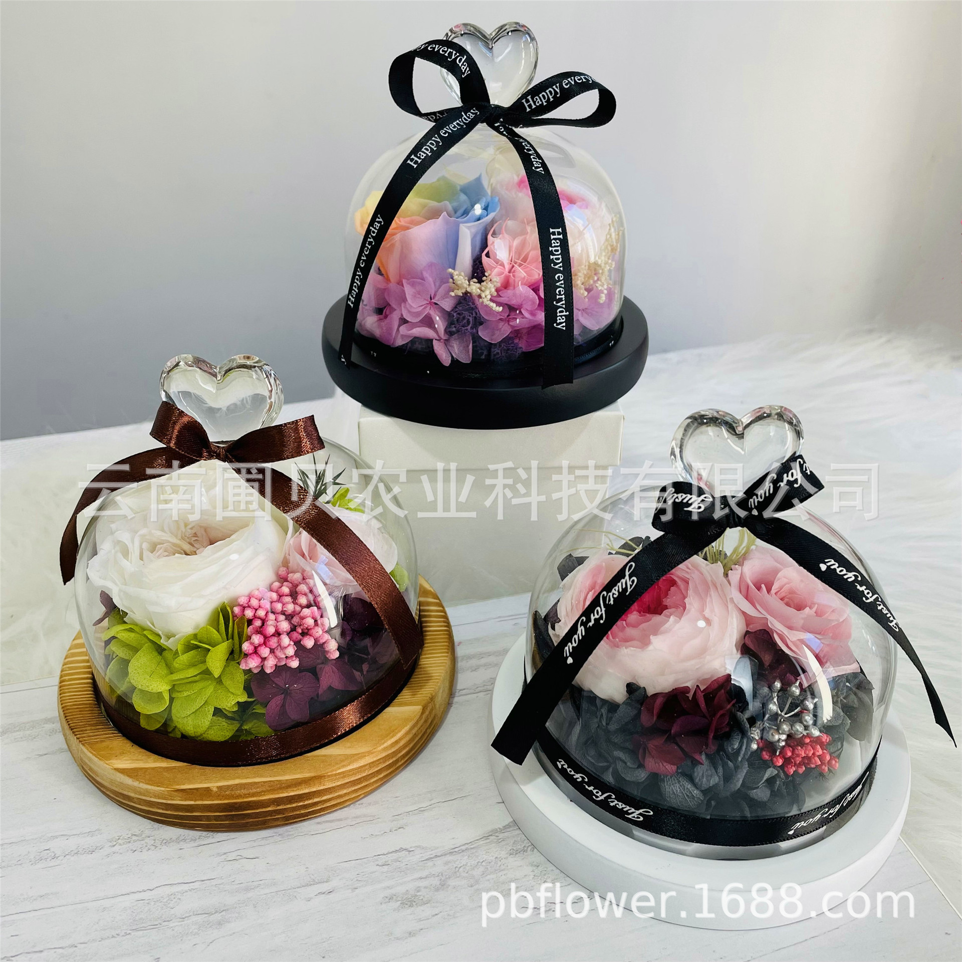 Flor melocotón corazón Eternal Rose Navidad Tanabata Día de San Valentín regalo eterna flor cubierta de vidrio en stock al por mayor