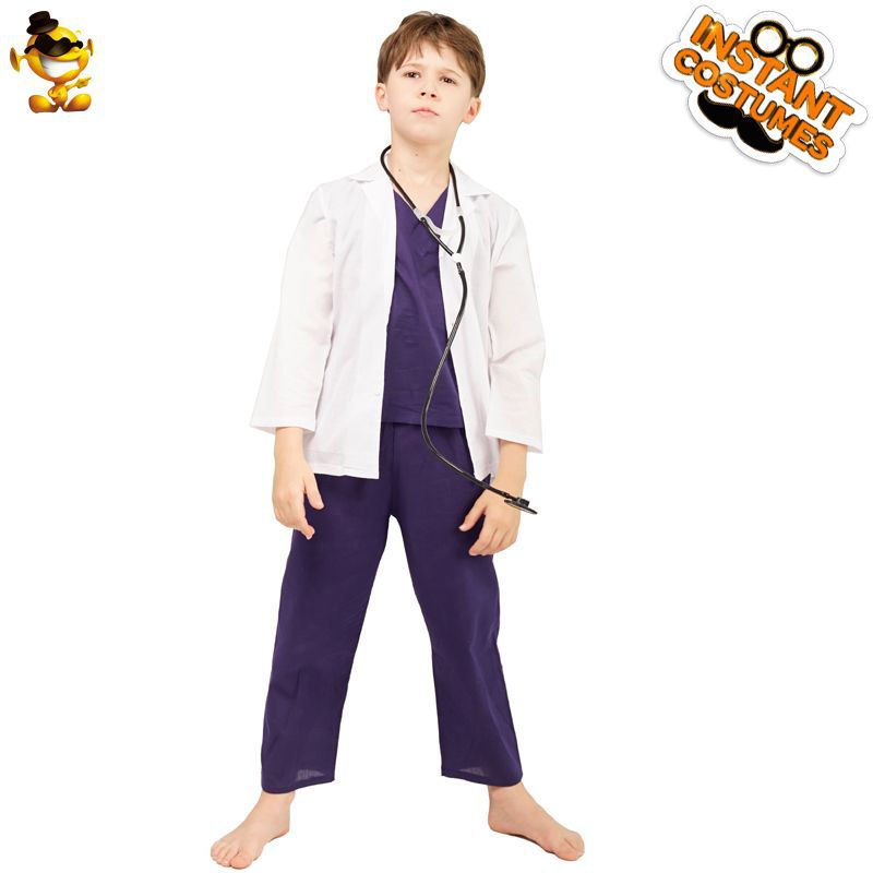 Niños pequeño médico enfermera ropa de algodón vestido blanco hombres y mujeres jugar casa reloj rendimiento distribución al por mayor image 6