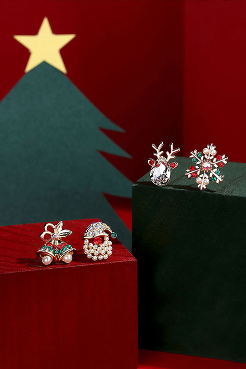14g Weight Earrings Event & Party Supplies Rhinestones Inlay Material Drop Earrings Classification Ethnic Style Snowman Snowflake Elk Alloy Enamel Rhinestones Women's Drop Earrings 1 Pair
