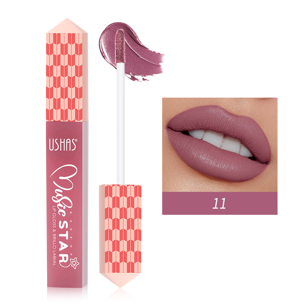 USHAS Amazon 6 colores transfronterizos líquidos esmalte labial mate antiadherente lápiz labial impermeable