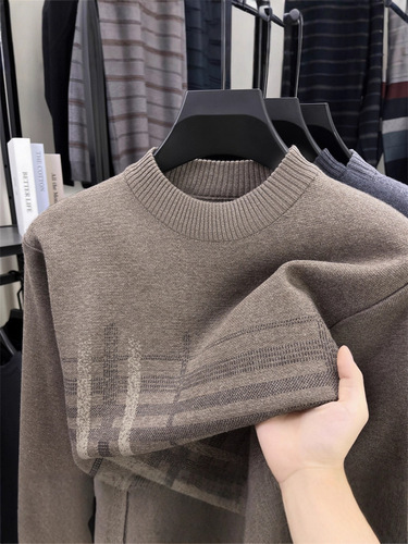 Wholesale autumn and winter men's knitwear sweaters, middle-aged fashionable round neck, thickened warm bottoming shirt, loose top·