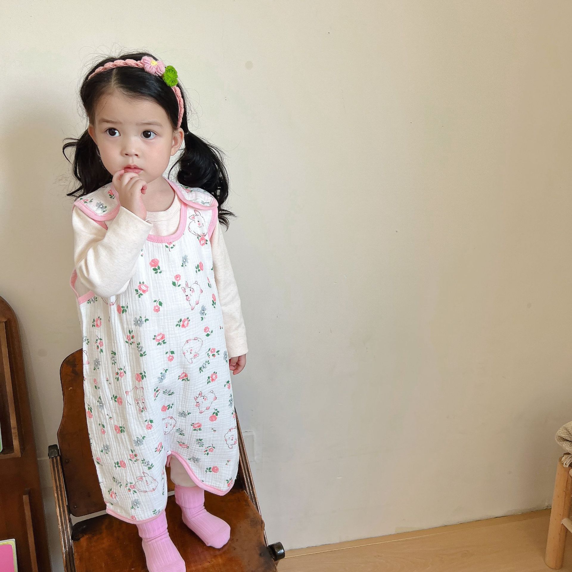 花うさぎ(前6枚、後ろ4枚のベスト寝袋) / 80cm