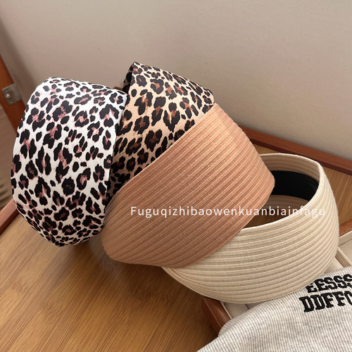 Double the relaxation!  Retro knitted leopard print widened headband women's high skull fashion hairband headband hairpin headwear