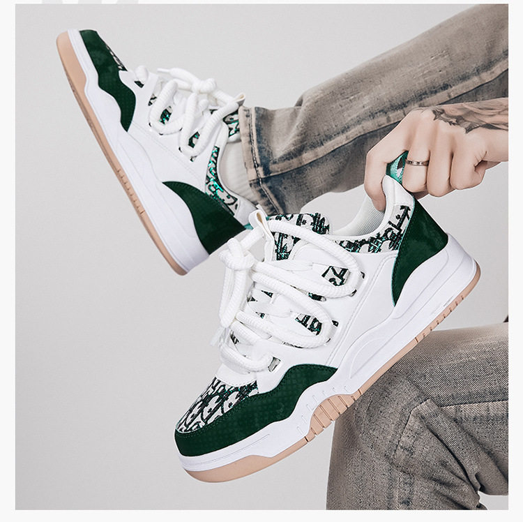 Giày sneaker unisex cổ thấp đế dày phối màu, thân lưới thoáng khí, form rộng dễ mang — Trắng, đen chi tiết 13