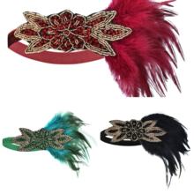 1920s化妆舞会头戴黑色羽毛头饰女欧美盖茨比单身派对羽毛头带