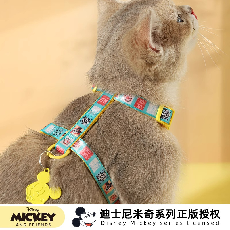 Disney Mickey series felino cinturón de pecho para cachorros fuera anti-desprendimiento perro y gato conjunto de tracción universal en forma de I