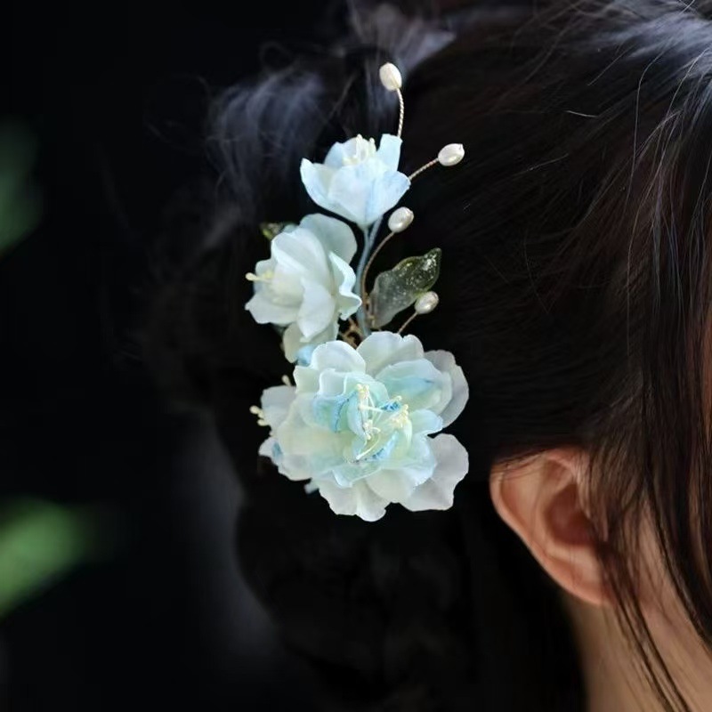 Elegant and beautiful floral peony hair accessory in Tang style, handmade Hanfu hairpin, purple silk peony hair clip