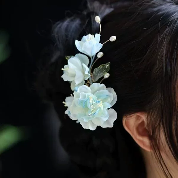 Elegant and beautiful floral peony hair accessory in Tang style, handmade Hanfu hairpin, purple silk peony hair clip