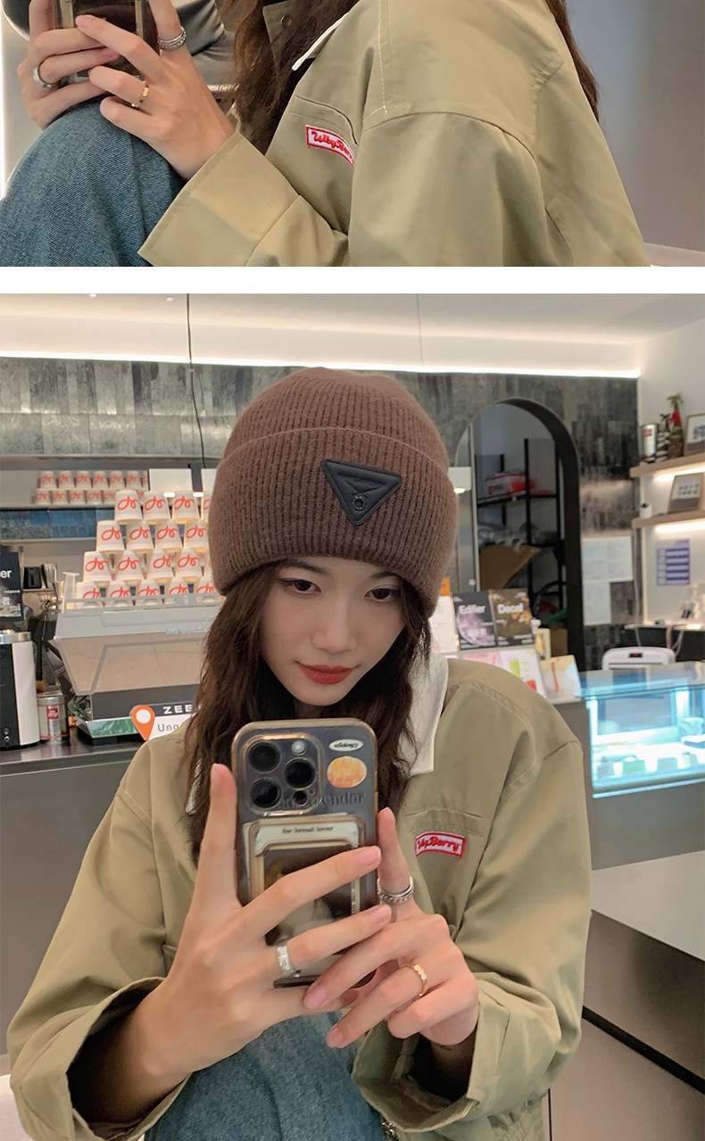 New Thickened Rabbit Hair Knitted Hat Outdoor European and American Large Head Waist Wool Hat Wool Blended Pullover Warm Cold Hat_voghion.com