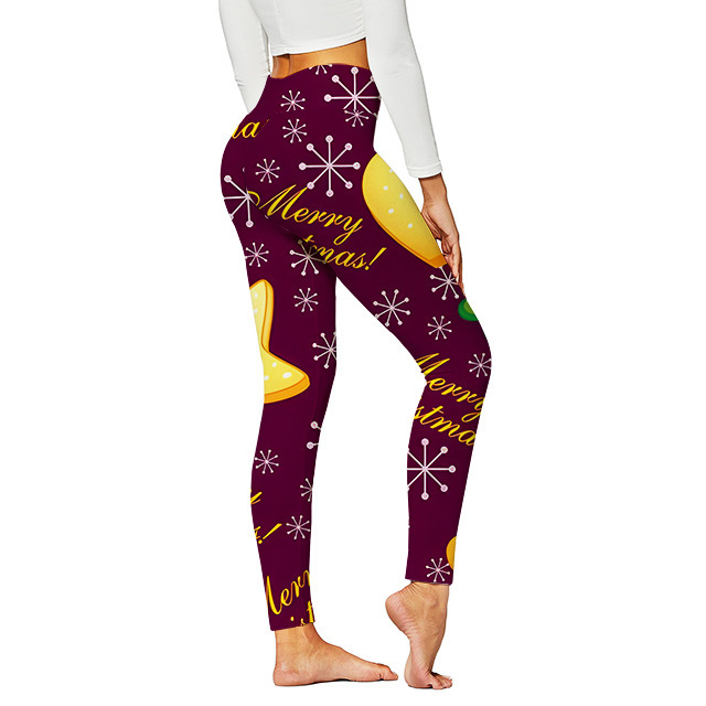 Pantalones digitales con estampado de yoga navideño para mujer New 3D Casual Yoga Pantalones deportivos ajustados Medias europeas y americanas