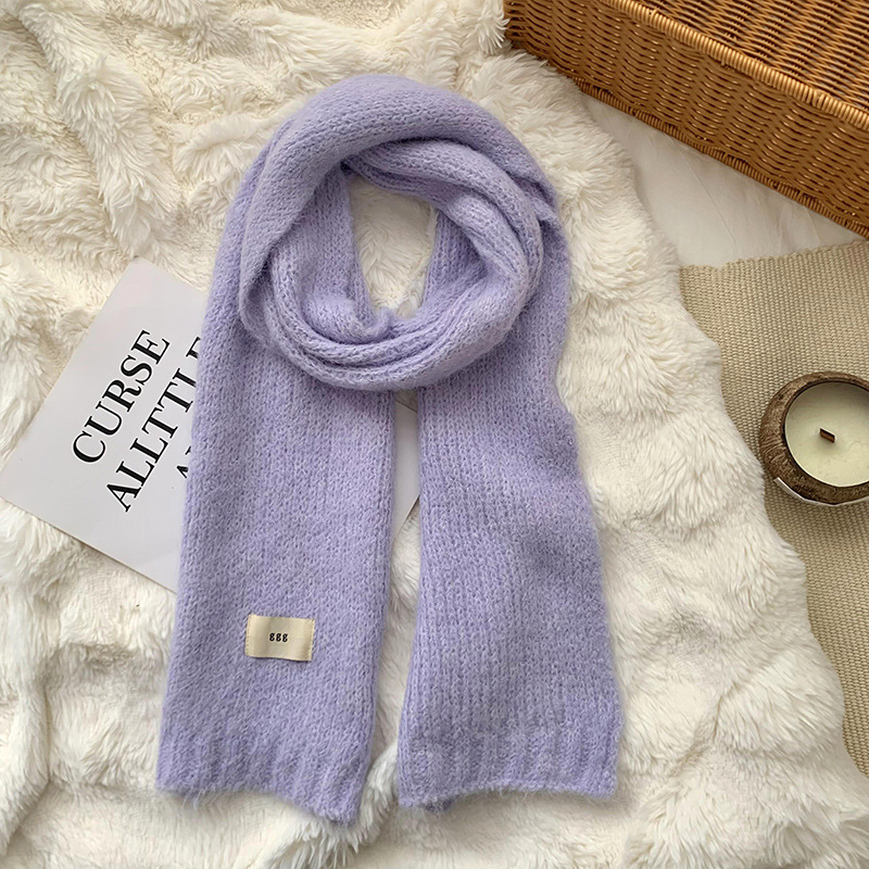 Bufandas de invierno femeninas de alta calidad 2025 nuevo color sólido calentamiento imitación de cachemira collar bufandas de punto al por mayor