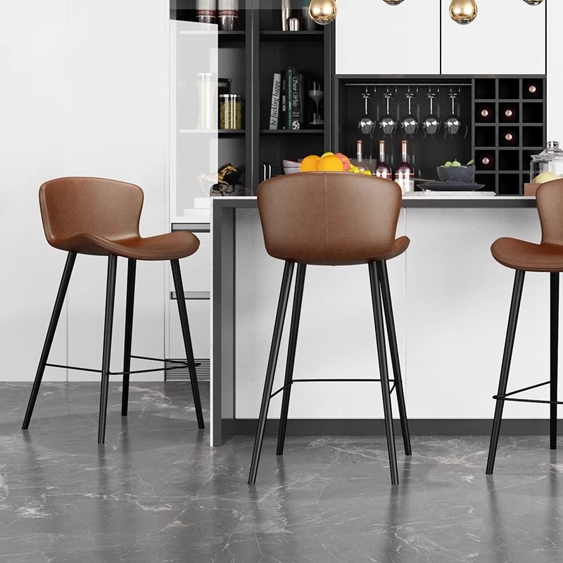 Modern Simple Light Luxury Bar Chair Home High Stool Backrest Chair Iron High Stool Bar Chair Front Desk Bar Stool
