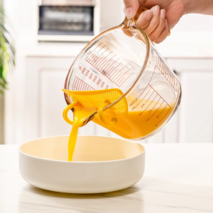 Glass Egg Liquid Filter Measuring Cup Microwave Oven Hot Milk with Scale and Handle Egg Cup Kitchen Rice Washing Spring Melting