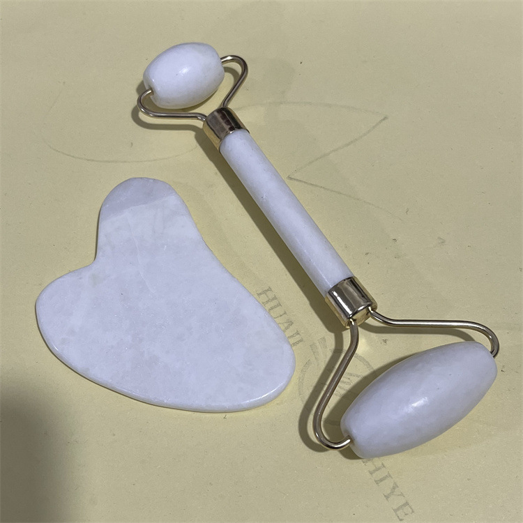 Rodillo de jade natural belleza contenedor blanco Jade raspado placa traje xiuyan Jade negro masajeador facial raspado placa