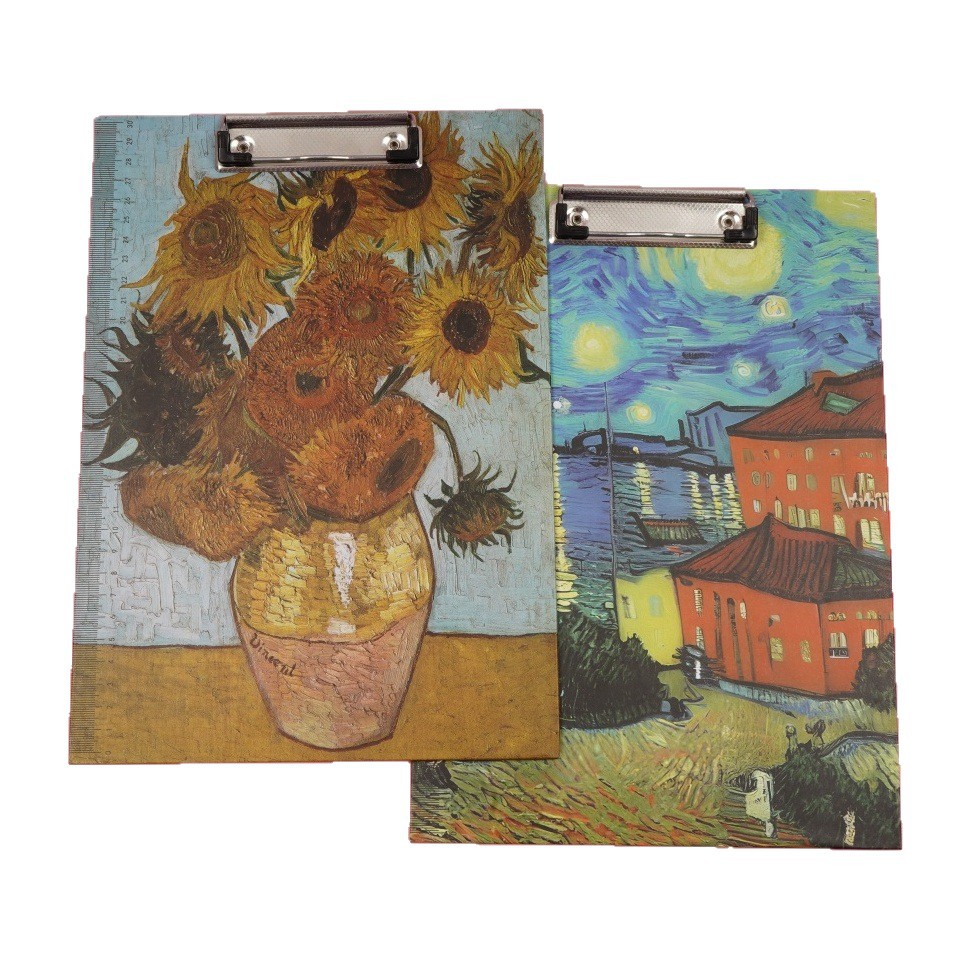 Nuevo Van Gogh A4 abrazadera de alto valor visual carpeta de pintura al óleo creativa en línea A4 papel de prueba abrazadera de papelería especial para estudiantes image 5