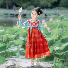 女童秋季汉服连衣裙儿童古风裙子民族风公主裙唐装幼儿园表演服仙
