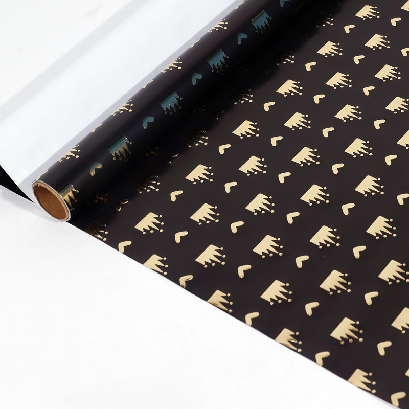 Amazon transfronterizo estampado negro papel de embalaje de regalo de gran tamaño punto de oro negro corona papel de embalaje de regalo de amor