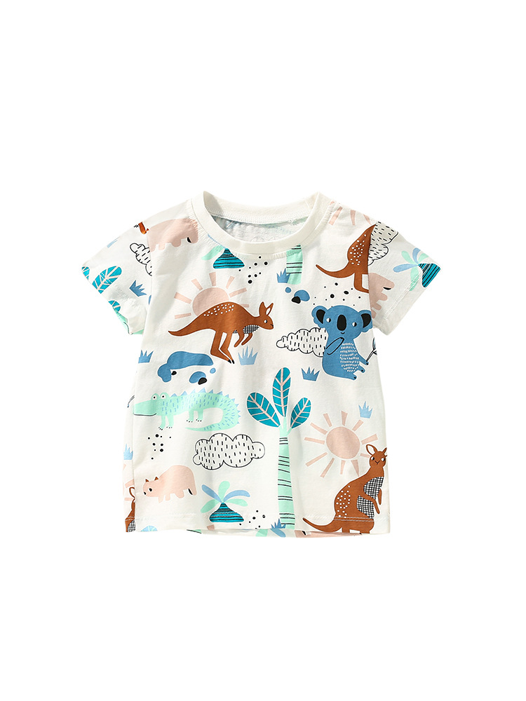 Malwee niños de manga corta ropa de verano nueva camiseta de cuello redondo impresa europea y americana para niños guapo camiseta infantil