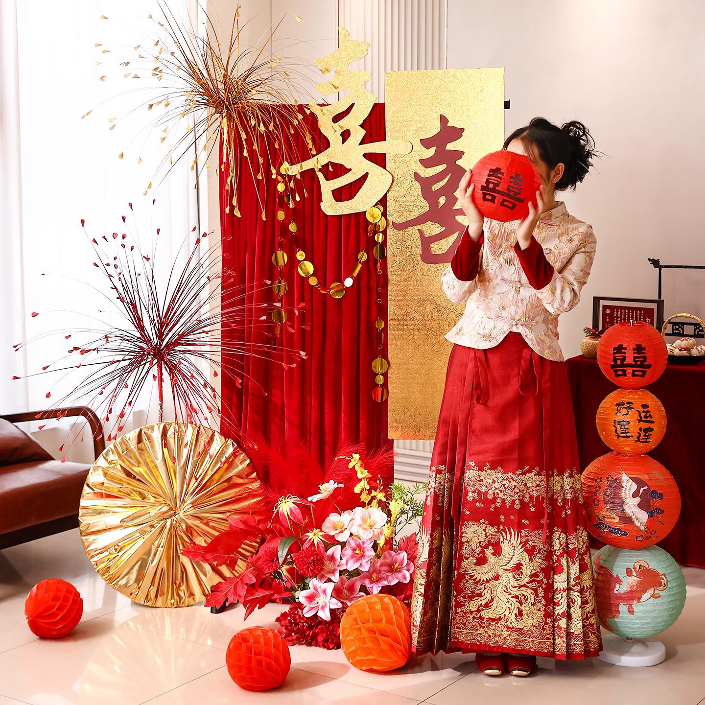 婚房布置套装结婚迎宾牌KT板摆件订婚礼客厅晨袍拍照背景拉花装饰