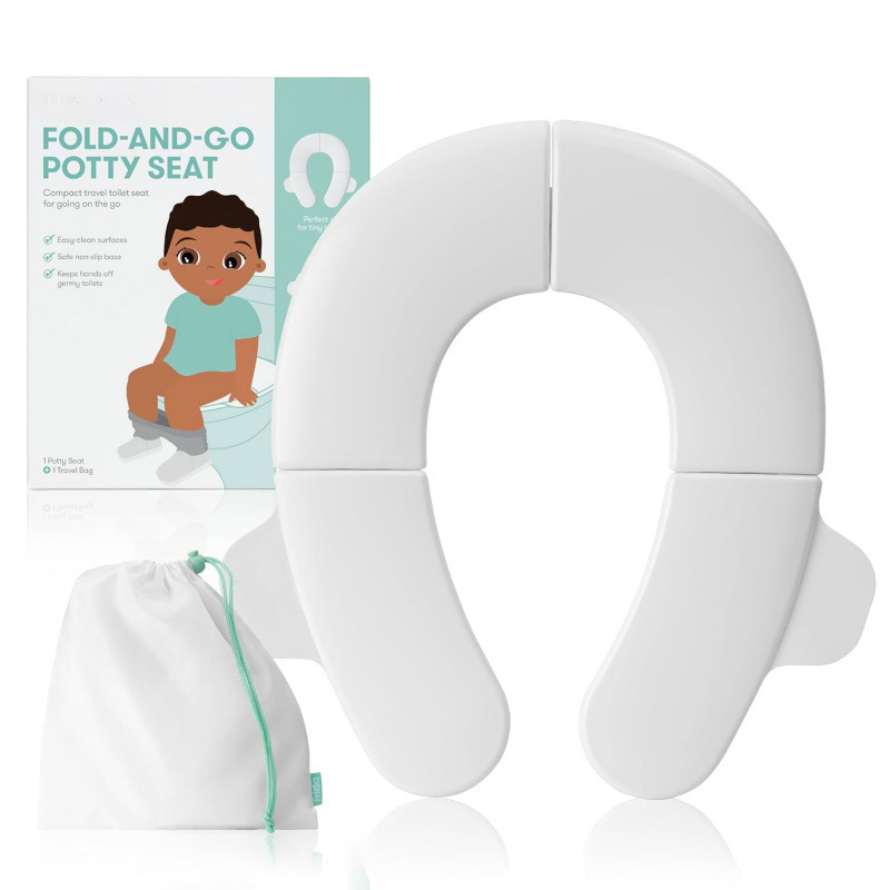 Toddler Foldable Travel Potty Seat Round Oval Toilet Non-Slip Base Baby Toilet