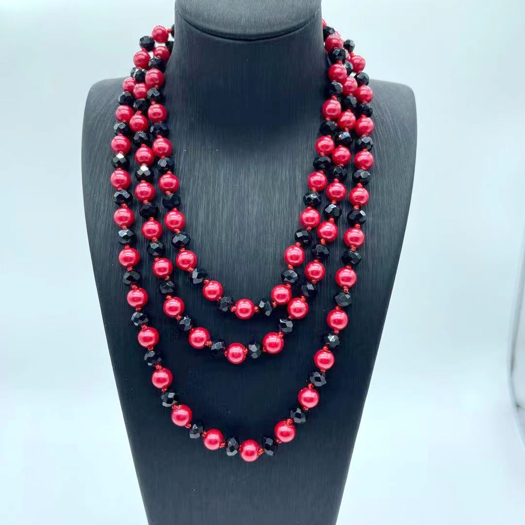 2021年新款打结仿珍珠项链长款毛衣链多层珍珠女气质款包邮浪漫