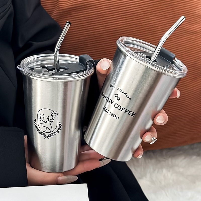 カップイン高品質厚みのあるステンレス鋼のコーヒーカップストローカップ家庭用飲料水学生女性落下防止インダストリアルスタイル|undefined