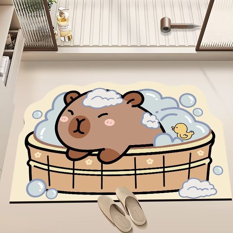 かわいいカピバラ浴室の新しい珪藻泥マットトイレ吸水滑り止め速乾汚れ耐磨耗マット|undefined