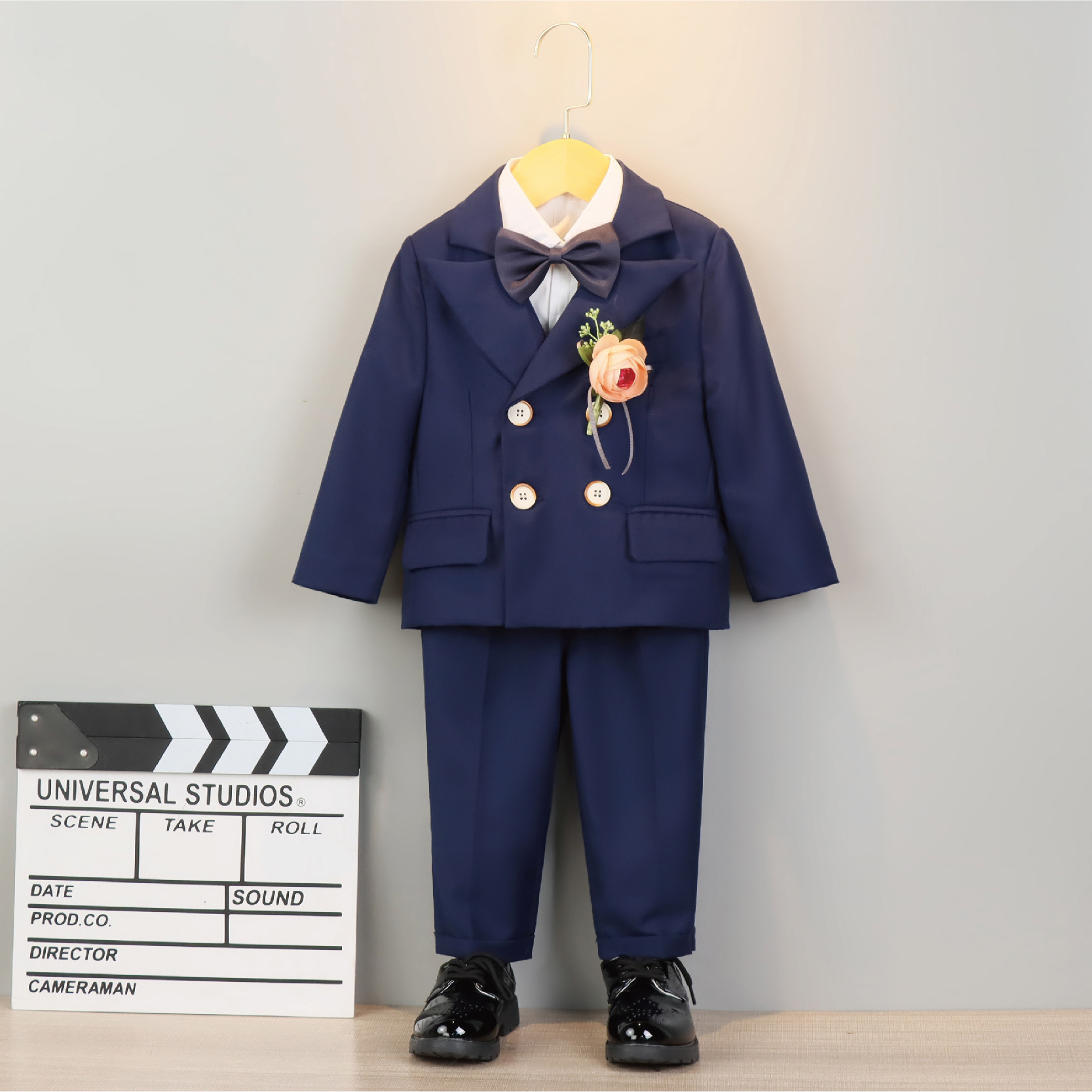 Jungen Anzug Set 3-teilig Blazer Weste Hose mit Hemd & Fliege für Geburtstagsfeier Hochzeit Festzug_voghion.com