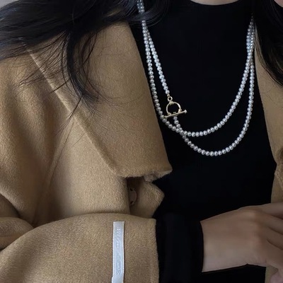 freshwater Pearl sweater chain French Retro OT natural freshwater Pearl multi-storey have more cash than can be accounted for Random modelling sweater chain