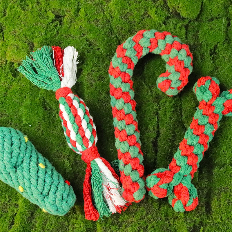 Игрушки для собак Трансграничные взрывы ручной работы из хлопковой веревки Рождественская серия игрушки для собак Укус-устойчивые молярные игрушки для домашних животных