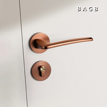 BAGB磁吸静音门锁卧室现代简约轻奢金色拉丝玫瑰金门锁极简木门锁