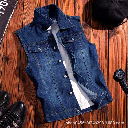 Vintage Cowboy Vest for Men and Teenagers, Loose and Casual Streetwear High-End Brand Sleeveless Cardigan Sweatshirt