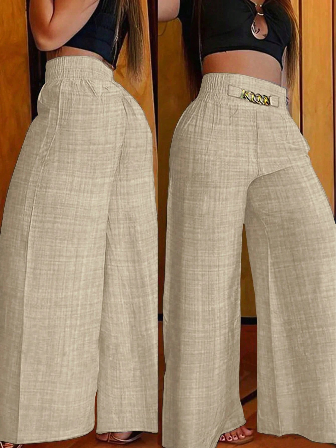273g Weight Straight Pants Pants Length Polyester Fabric Type Low Waist Waist Line Casual Pants Pants Type Inelastic Elasticity Holiday Occasion Loose Fit Type Solid Color Pattern 2025 Spring and Summer Season Women's Gender Streetwear Style Women's Holiday Streetwear Solid Color Straight Pants Casual Pants 25