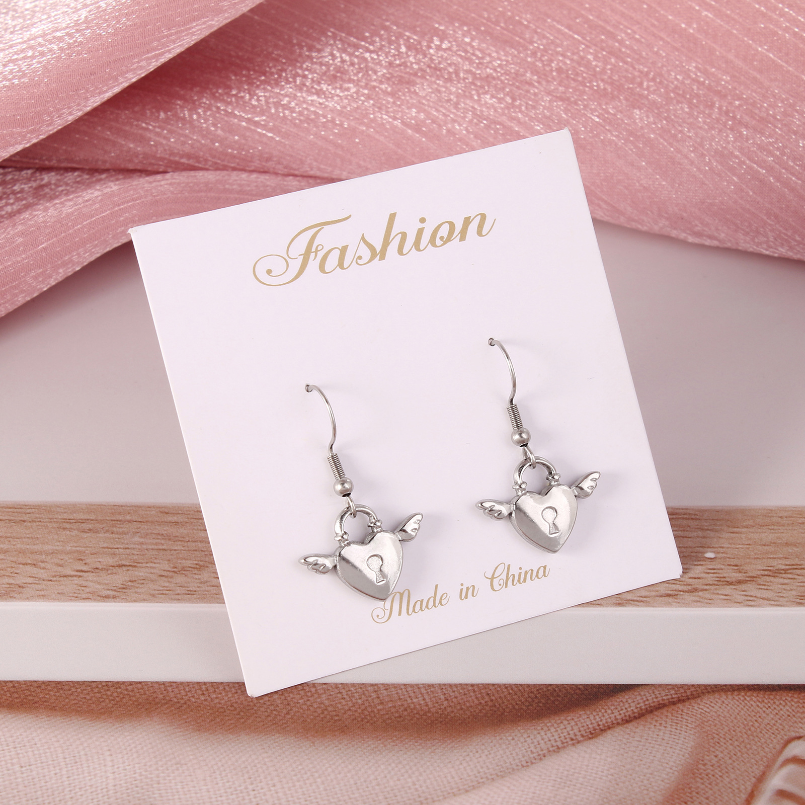 Simple Style Heart Shape Stainless Steel Plating Drop Earrings 1 Pair