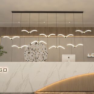北欧LED现代简约前台吊灯长条海鸥餐厅灯酒吧台客厅创意个性灯具-阿里巴巴