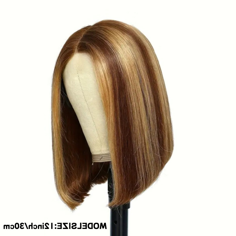 Europa y los Estados Unidos de color gradiente pelucas de dama Amazon venta caliente damas Bo Bo cabeza corta pelucas recta al por mayor seda de alta temperatura