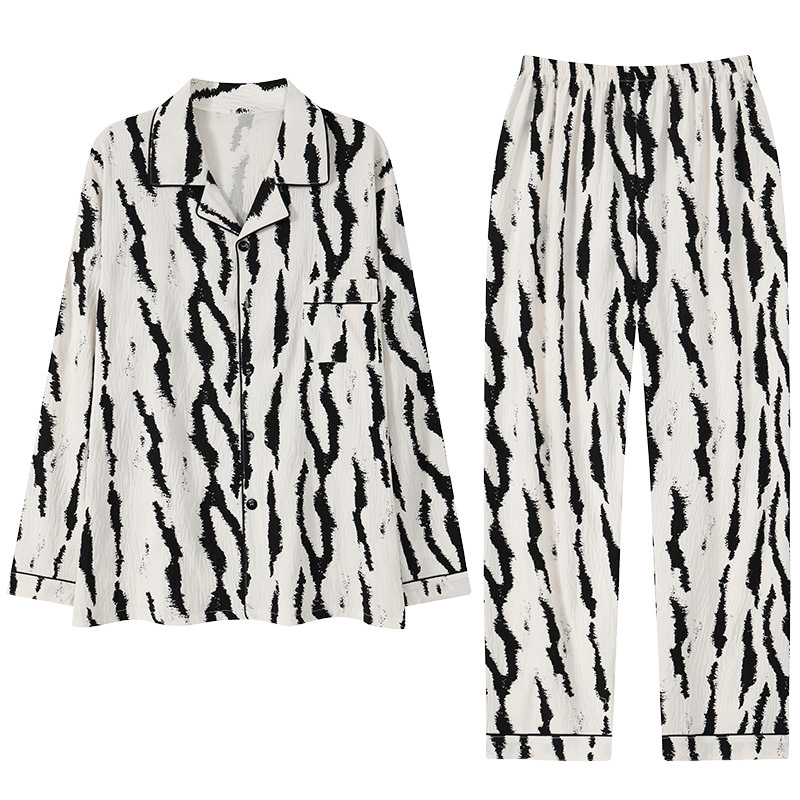 남성 잠옷 봄, 가을 신상 클라우드 코튼 가디건 긴팔 심플 캐주얼 대형 홈웨어 정장 외부 착용 가능